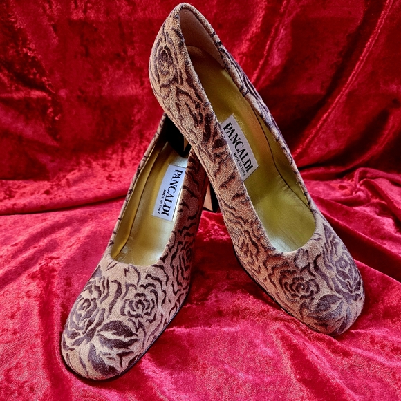 Shoes Vintage PANCALDI Velvet Leather Women Italy 1990s - Picture 3 of 16
